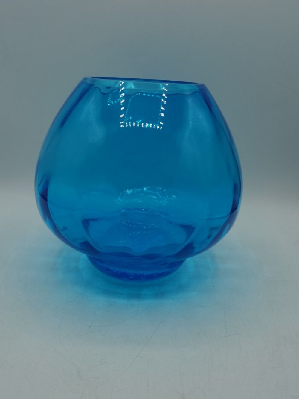 Vtg. Partylite Globe Sphere Glass Vase “Fish Bowl” Candle Holder Diamond Design